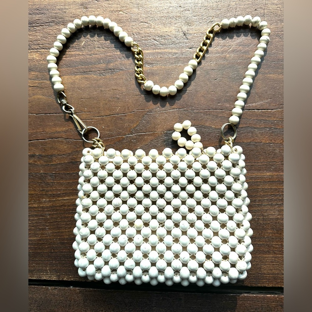 Vintage Jana wood bead handbag from Japan